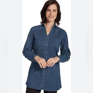 Woolrich Women's Button down Denim Shirt Tunic Size Large